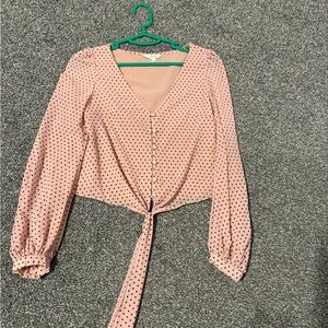 J.ING Pink Polka Dot Button-Up Blouse